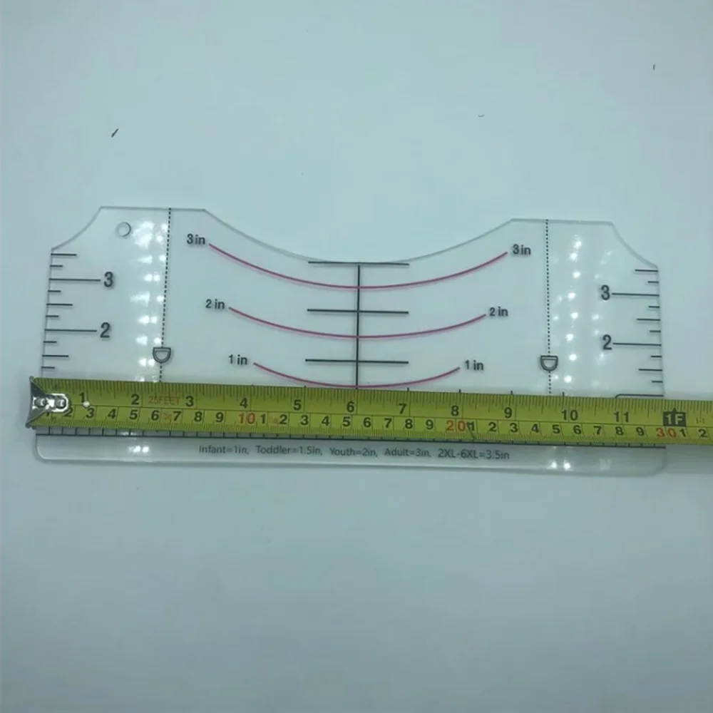 Drawing Template With Scale Pvc Centering Tool Measurement Ruler Durable Multi Purpose T-shirt Ruler Guide Clearly