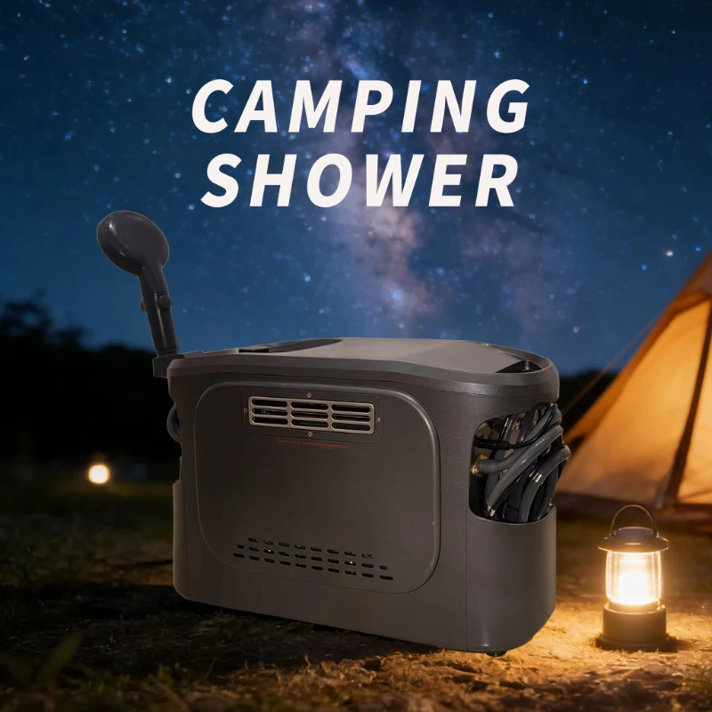 DC Outdoor Camping Shower with Tip-Over Protection Shutoff  Water Heater