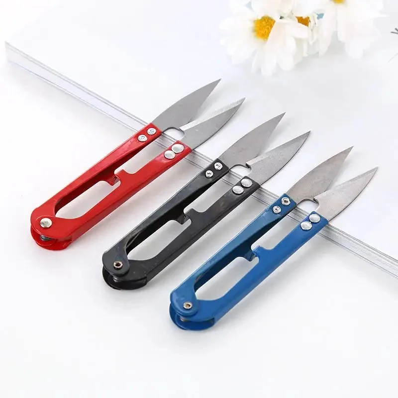 Portable Colored Metal Mini U Scissors Home Tailor Cross Stitch Shears Outdoor Cut Tool School Office Supply Stationery Gift