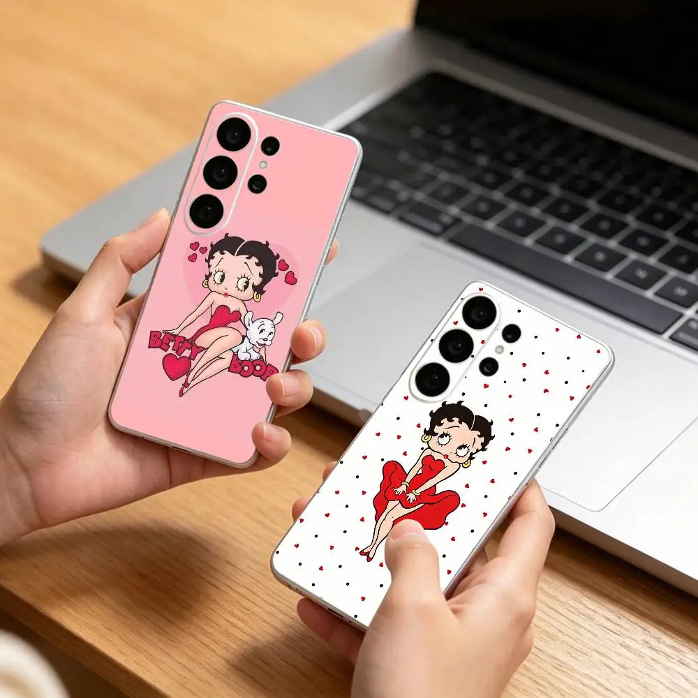 Cartoon Cute B-Betty  B-Boops Transparent phone Case For Samsung S25,24,21,22,21,20,10,S9Ultra,Plus,Fe,Lite