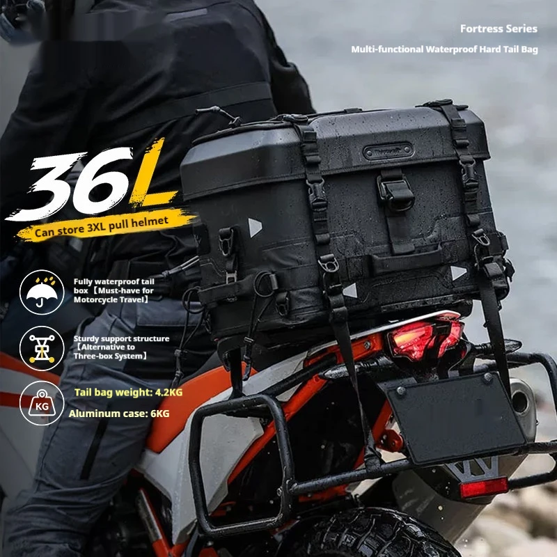 For Motorcycle Hard Shell Waterproof Tail Bag Helmet Backpack Camera Storage No-Drill Accesorios Moto