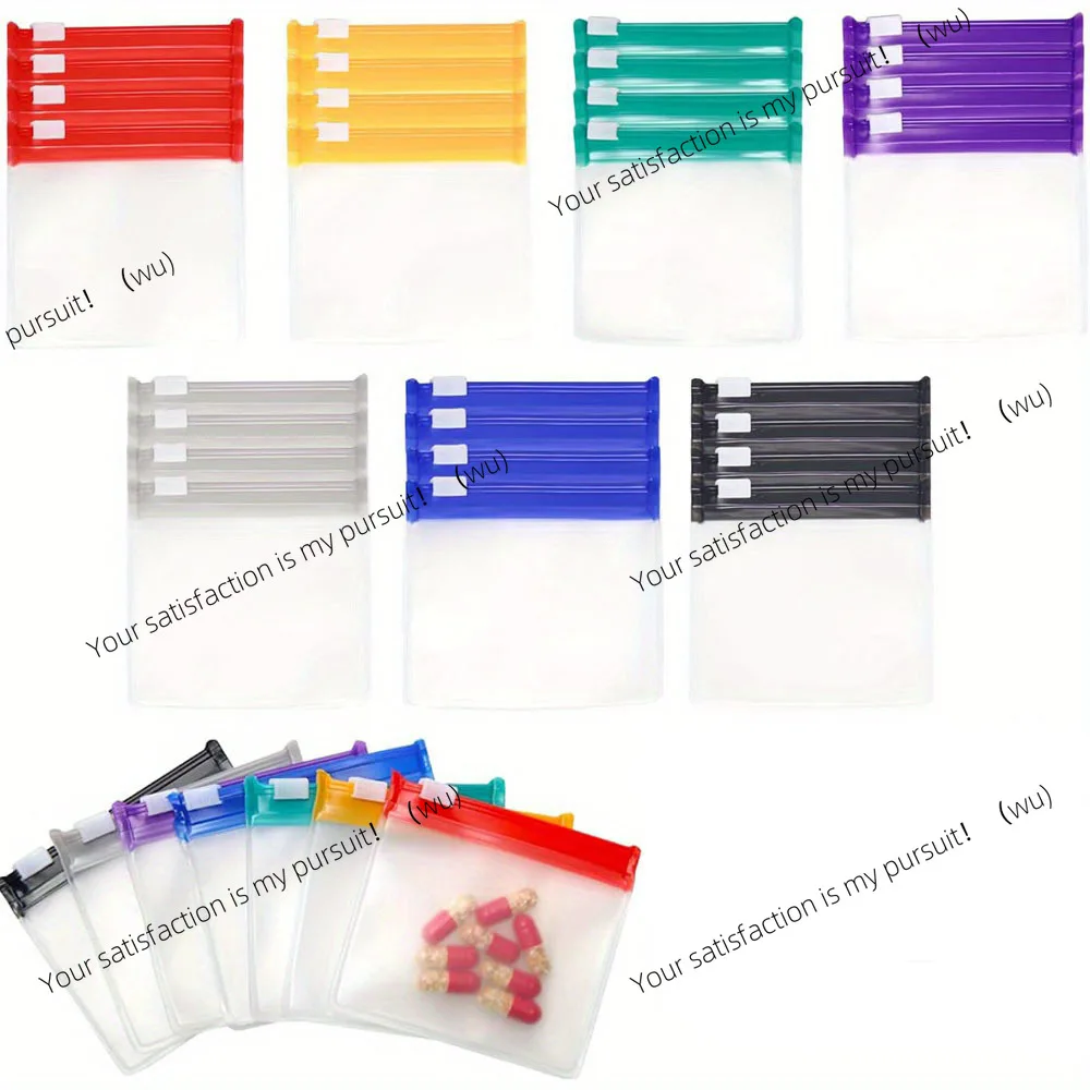 28-Piece Zipper Pill Bag Set, Reusable in 7 Colors for Drug Travel, Self-Sealing Travel Belt Slide