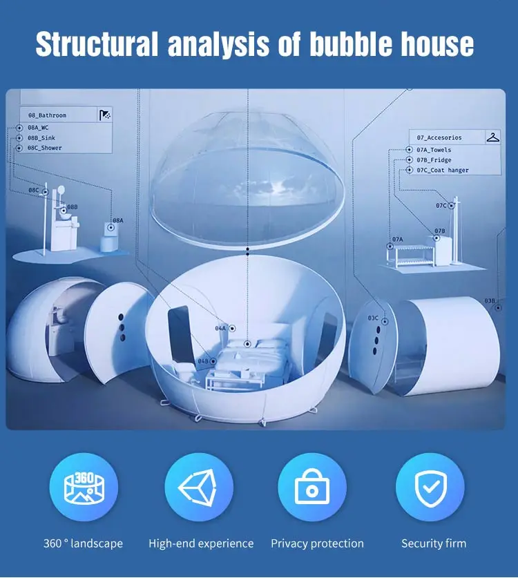 Outdoor Camping Transparent Inflatable Bubble Tent Bi-Spherical Clear House Garden Cabin Lodge Starry Sky Dome With Free Blower