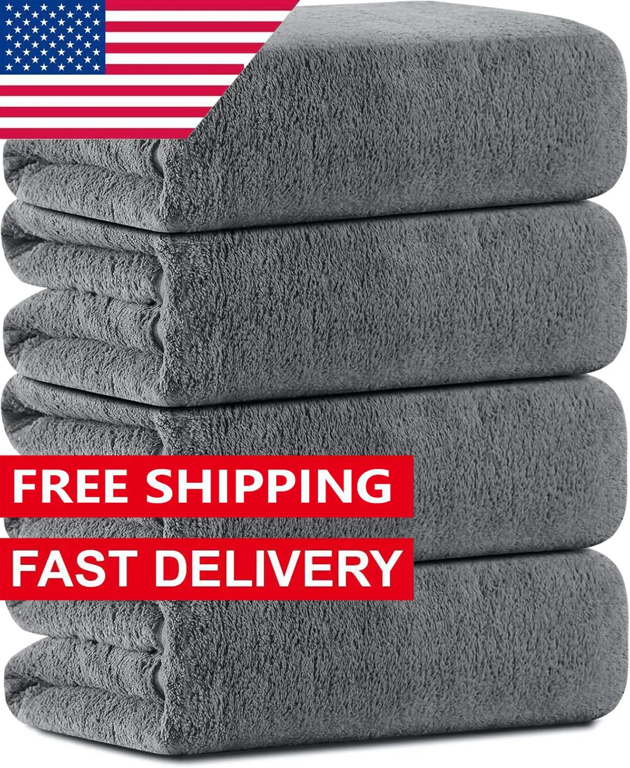 Oversized Bath Towels Set of 4 Dark Gray Extra Large Bath Sheets Towels for Adults 35x70in Ultra Soft Bathroom Towels Microfiber