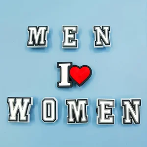 Preto e Branco Alfabeto Sapato Charme, PVC Sapato Acessório para Crocs, Pulseira, Chinelo, DIY Acessórios, Presentes para Holiday Party, 1Pc 6 principais vendas crocs branco original - №6