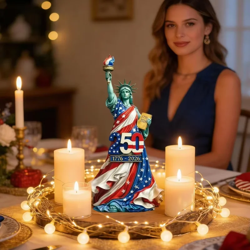 America 250 Statue of Liberty Flag Draped Resin Statue - Image 2