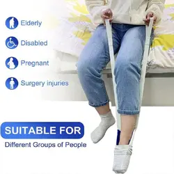 Sock Threader Sock Aid Tool, Slider de meia para idosos, extrator de ajudante com cabos ajustáveis sem flexão, fácil ligar e desligar