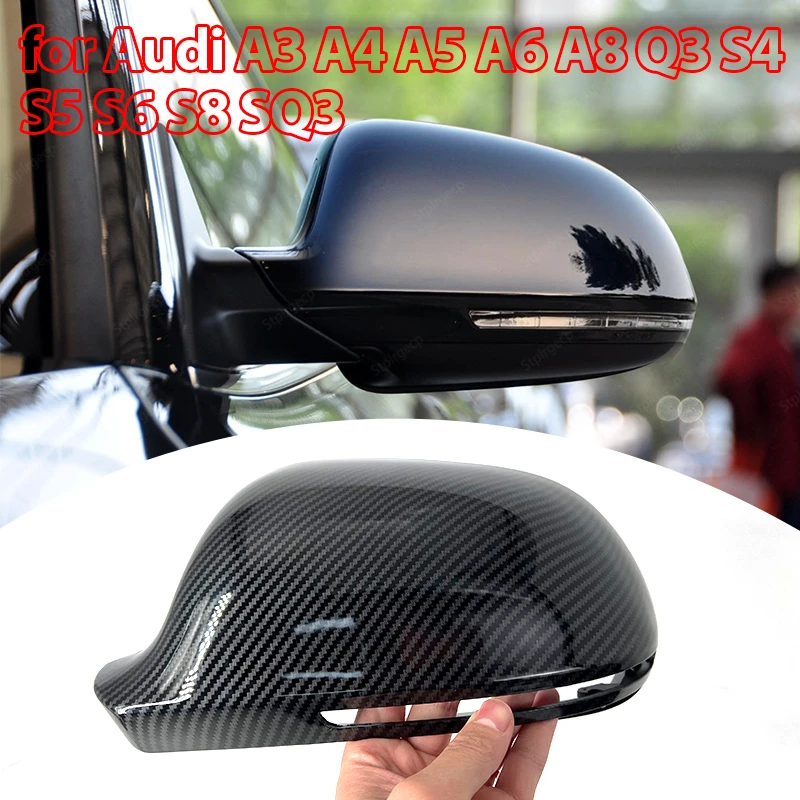 

ABS Carbon Fiber Look Replacement Glossy Black for Audi A4 S4 B8 8K A5 S5 B8 8K A6 S6 4F C6 A8 S8 D3 Q3 SQ3 A3 8P Mirror Cover