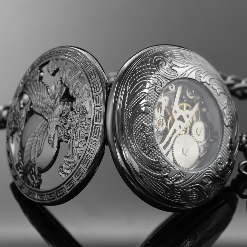 ساعة جيب يدوية ميكانيكية عتيقة على شكل نسر مجوف للرجال هدية ساعة أنيقة عتيقة #6