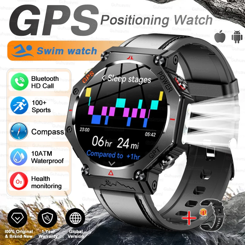 T-Rex 3 Ultra Militaire GPS Smart Watch 10 ATM Waterdicht Kompas Hoogtemeter Barometrische AMOLED Heren HD Oproep Sport Smartwatch