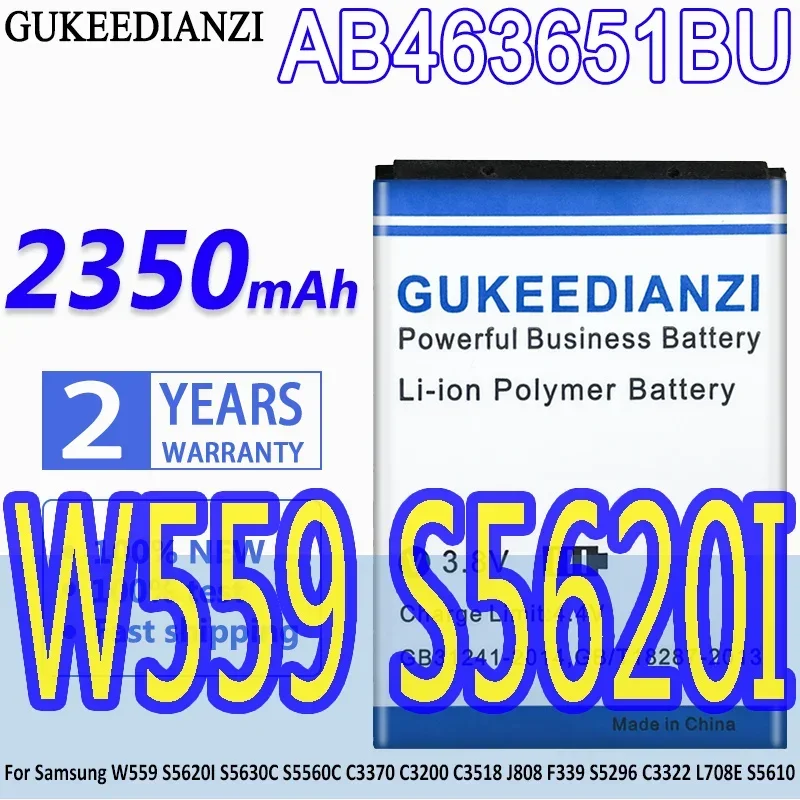 High Capacity GUKEEDIANZI Battery AB463651BU 2350mAh For Samsung W559 S5620I S5630C S5560C C3370 C3200 C3518 J808 F339 C3322