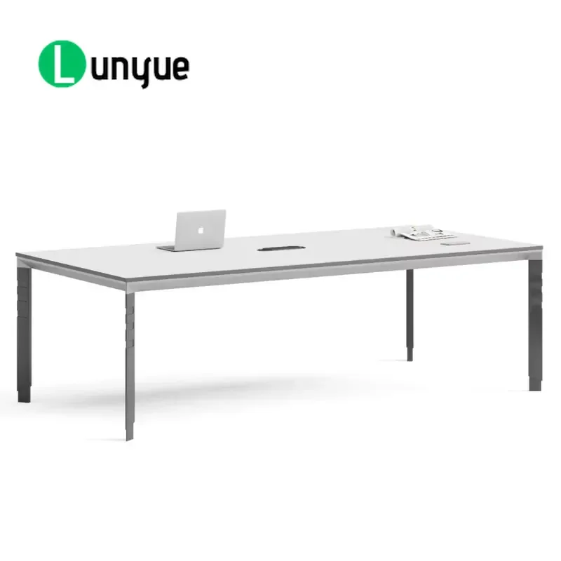 Modern Blue and White Conference Table Aluminum Alloy Legs Wood Panel Wear Resistant Commercial Office Furniture for 3 to 8