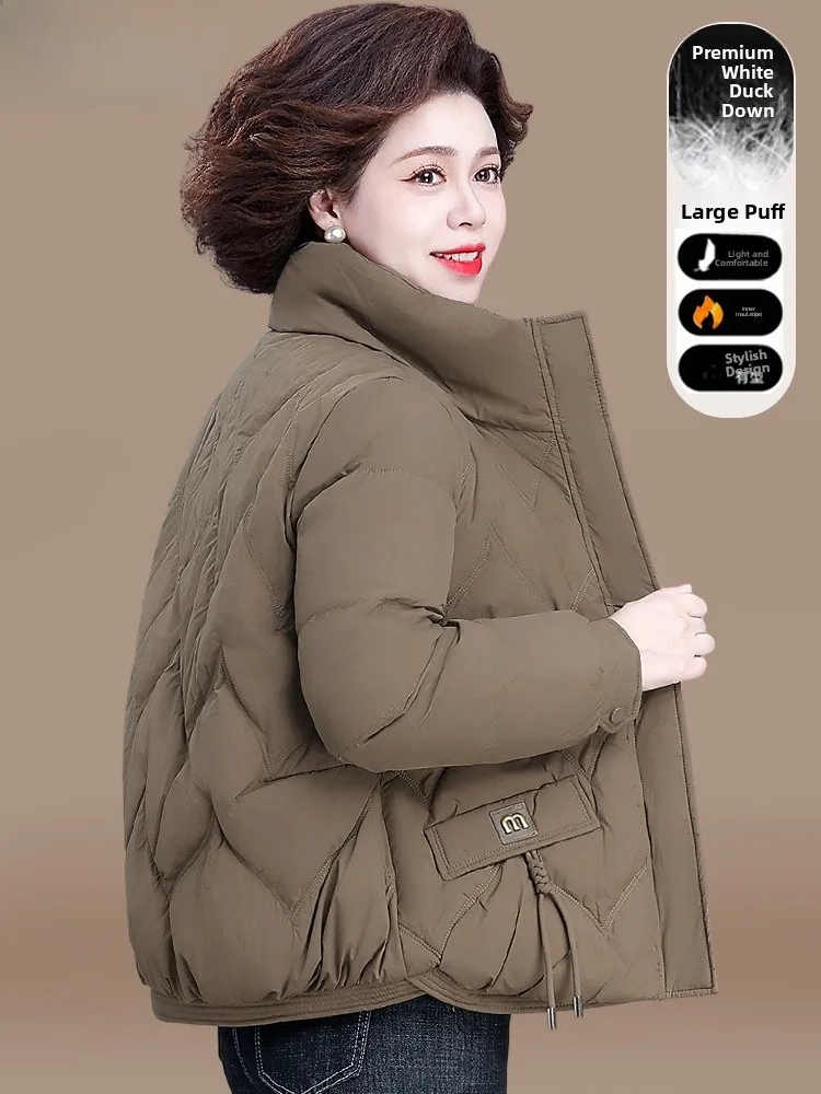 

Утепленная куртка для женщин среднего возраста и пожилых женщин, модное свободное зимнее пальто из полиэфирного волокна