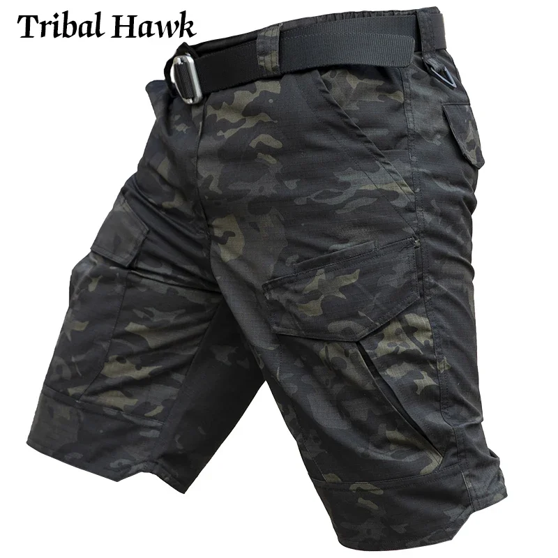 Pantalones cortos tácticos de camuflaje para hombre, pantalones impermeables de algodón con múltiples bolsillos, Airsoft, Verano