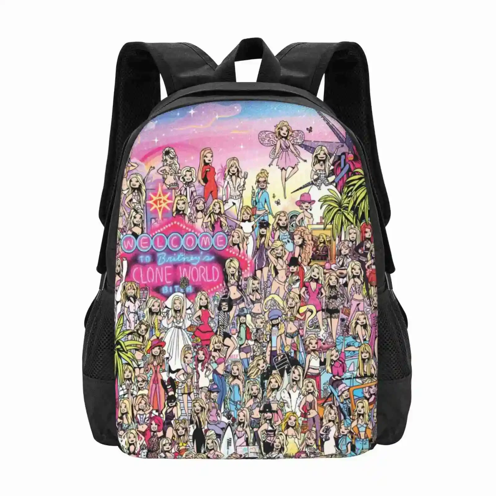 

Britney'S Clone World Hot Sale Schoolbag Backpack Fashion Bags Artist Illustrator Pop Culture Gay Character Portrait Fan Art