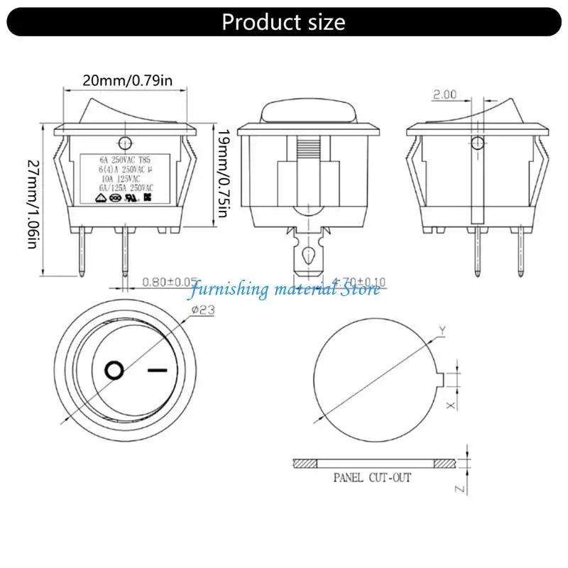 y5gd 5pcs مفاتيح الطاقة 2 دبوس 2 posit الموضع مفاتيح تبديل Rocker تثبيت بسهولة
