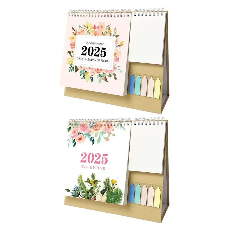 Coil Desk Calendar 2025 Floral Monthly Calendar Planner Multi-Purpose Calendar Decoration For Home Dormitory Work Area Desk