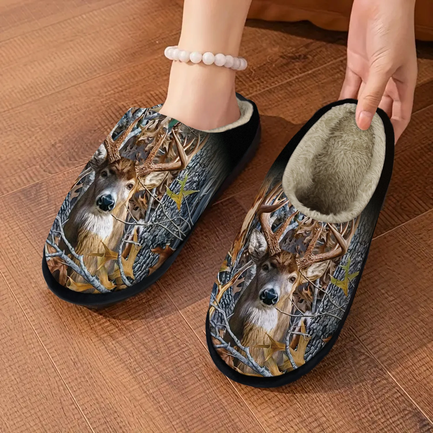 شبشب شتوي نسائي - حذاء منزلي داخلي قطيفة بنعل غير قابل للانزلاق، بطانة سميكة ودافئة - أحذية مريحة للطقس البارد للمنزل #1