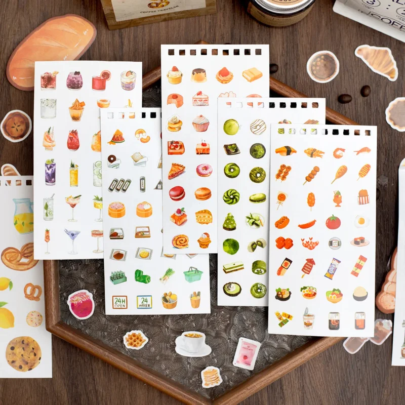 48 Stück Kaffee-Themen-Stickerbuch 48 Stück, Tagebuch-Diorama-Dekor, Scrapbooking im Barista-Stil