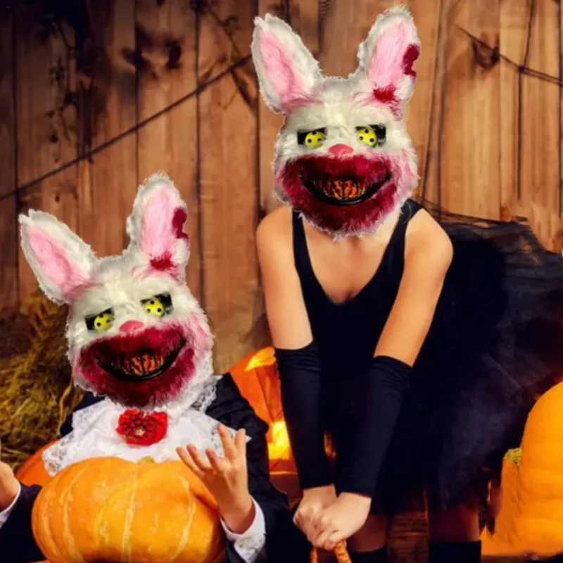 Scary Mask Horror Bear Rabbit Animal Head Cover Halloween Cosplay Party Make-up Carnival Show Costume Props Masquerade Face Mask
