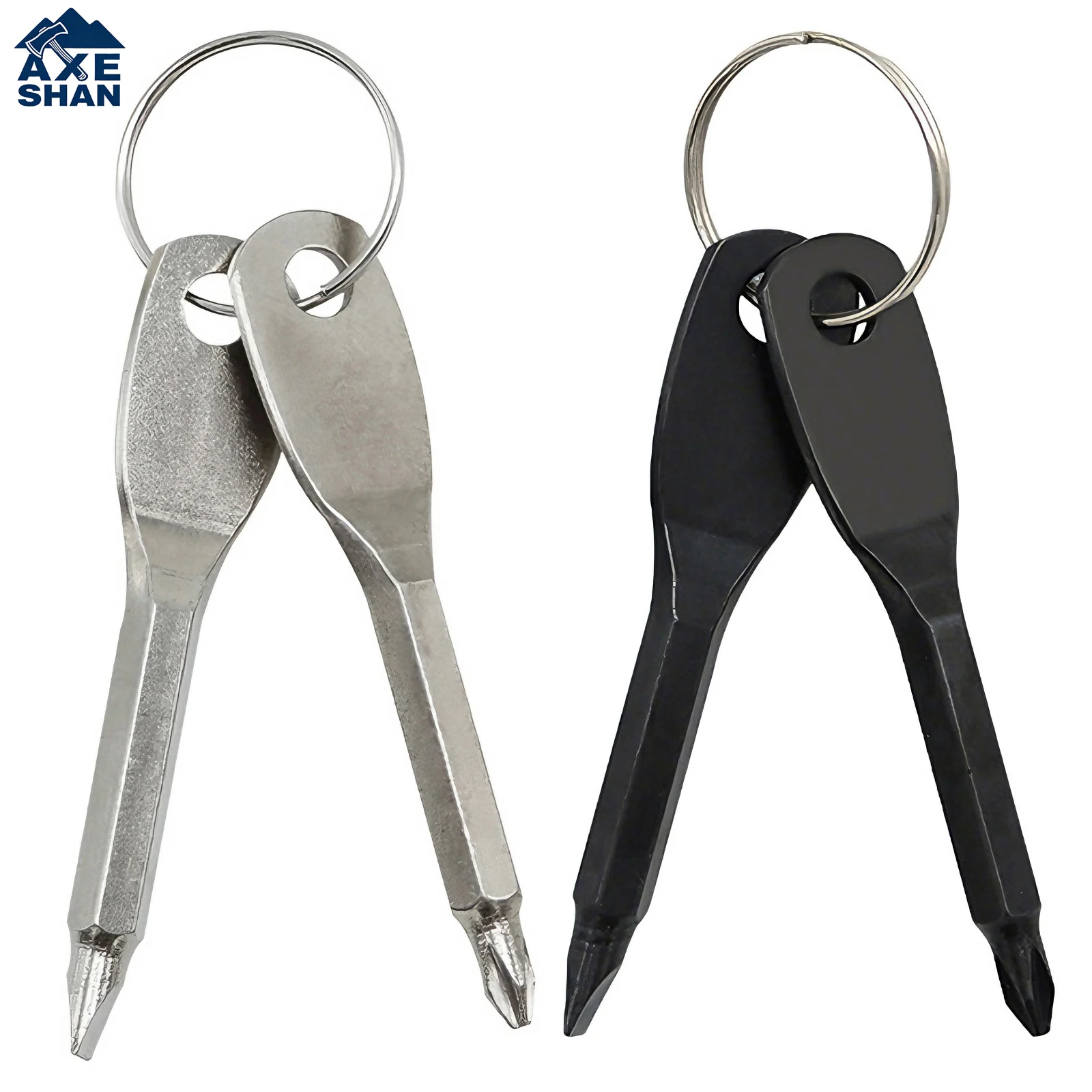 Portable EDC Multitool Keychain Slotted Phillips Screwdriver With Keyring Nut Key for Camping Outdoor Everyday Carry Hand Tools