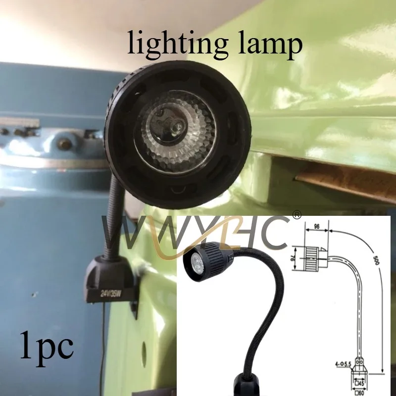 1PC Rocker Milling Machine Black Quartz Work Light, 24V 35W with Base