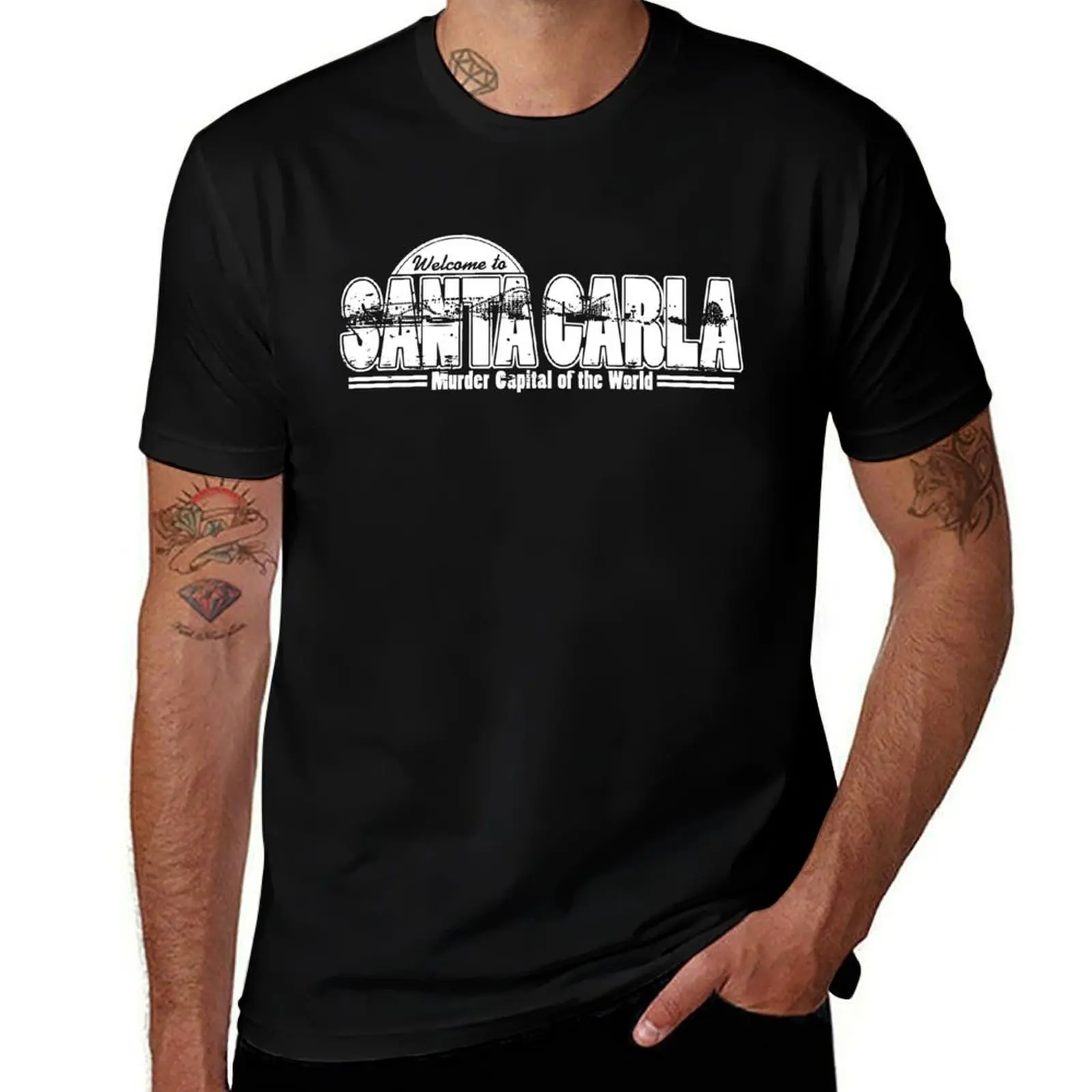 Santa Carla (White Print) T-Shirt Basic Simple Design Short Sleeve Shirt