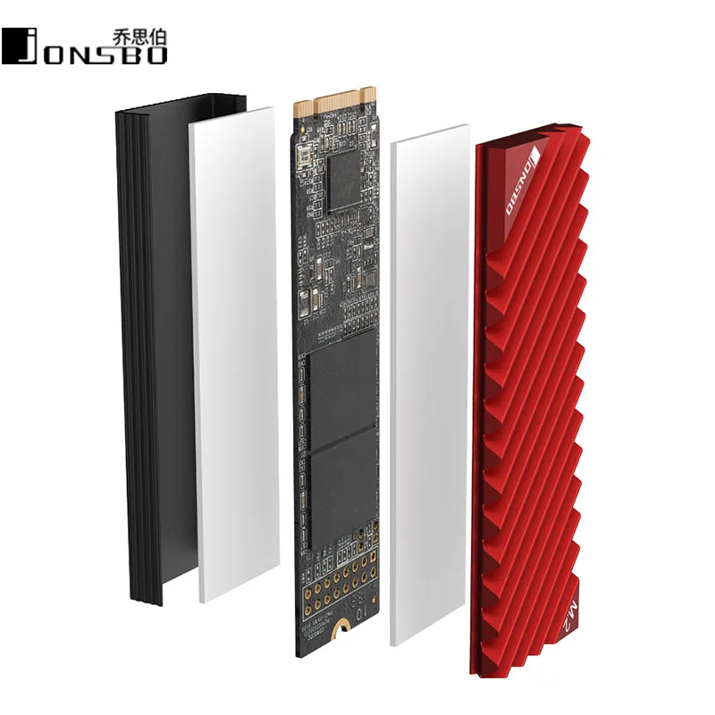 Jonsbo M2 2280 Solid State Hard Disk Aluminum Heatsink M.2 SSD NVMe Heat Sink  with Thermal Cooling Pad PC Thermal Gasket