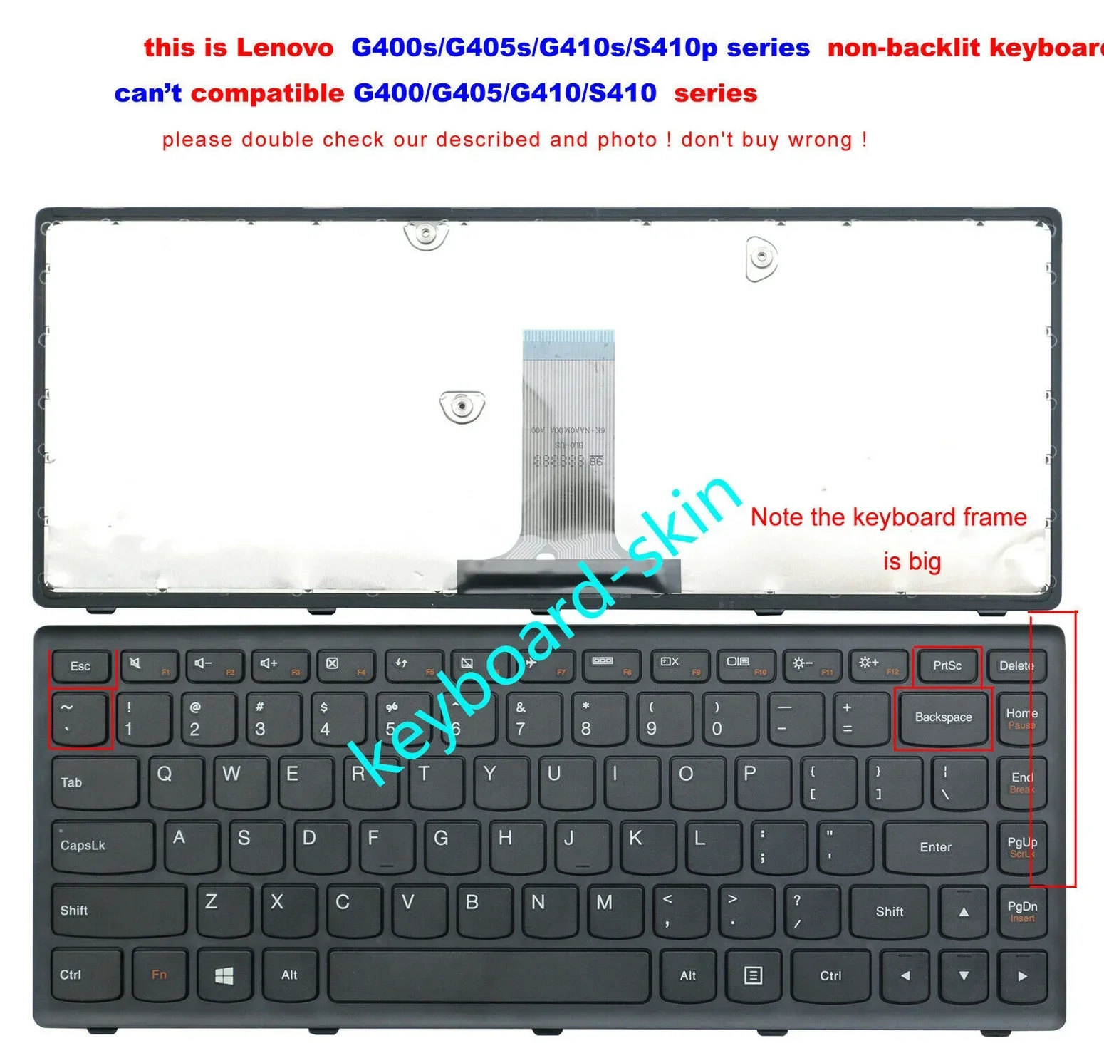 

New US Keyboard for Lenovo Z410 G400s G405s G410s Flex 14 20308,Flex 14D Model 20308 20333 (Not compatible G400 G405 G410 laptop