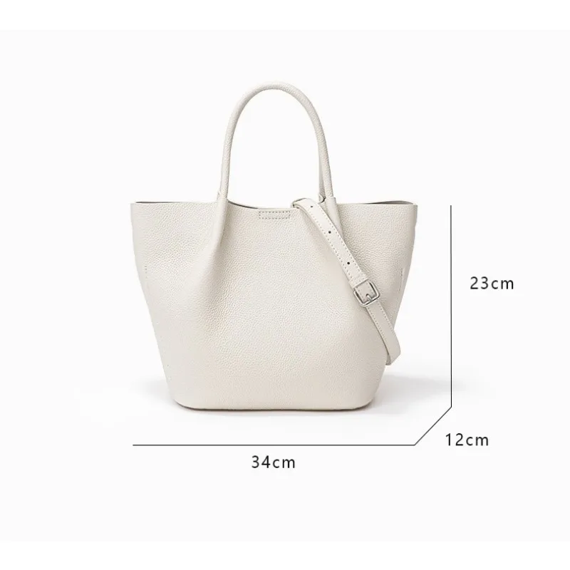 100% Genuine Leather Women\'s Handbag 2024 New Large Capacity Fashion Female Tote Bag Retro Style Wear-resistant Crossbody Bag