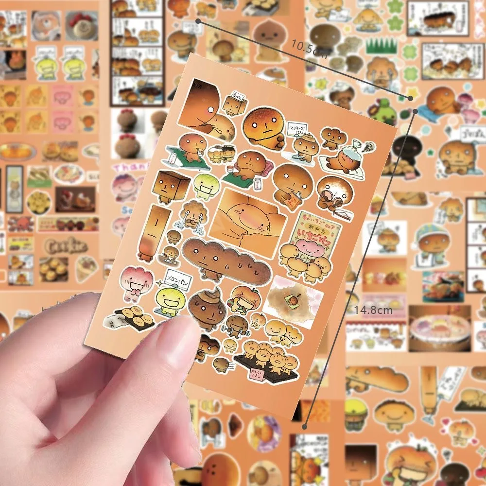 8 Japanese Stickers Burnt Bread Film Stickers Japanese Healing Cute Animation Collage Material Package Waterproof Sticker Gift