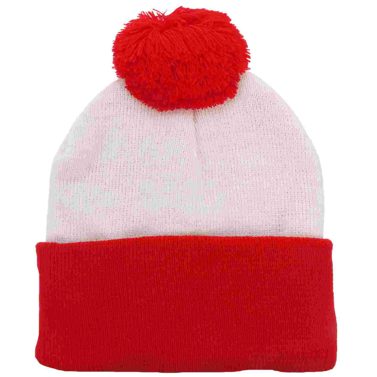 1pc Red White Two Tone Knit Winter Beanie Hat Christmas Color Wool Hat knitted hat winter hat warm hat