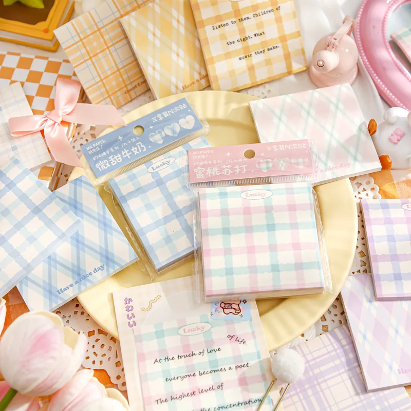 20sets/lot Memo Pads Material Paper cream checkered Junk Journal Scrapbooking Cards Retro Background Decoration Paper