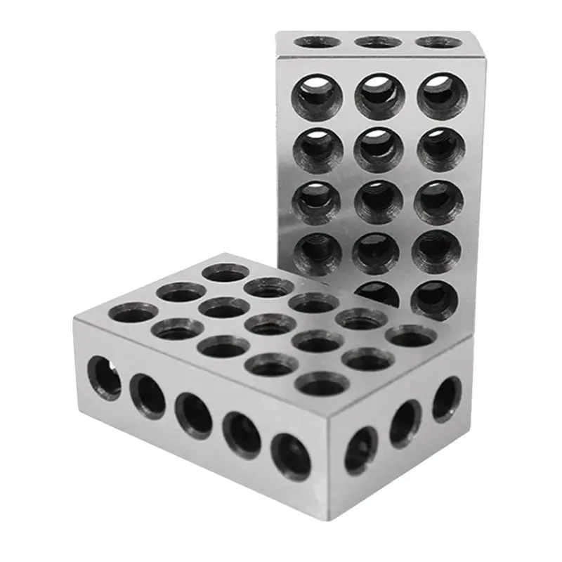 Y17A 2Pcs/Pair 23 Holes Precision 25-50-75Mm Blocks Gauge Hardened Steel Parallel Block Set Matched Machinist Milling Tool