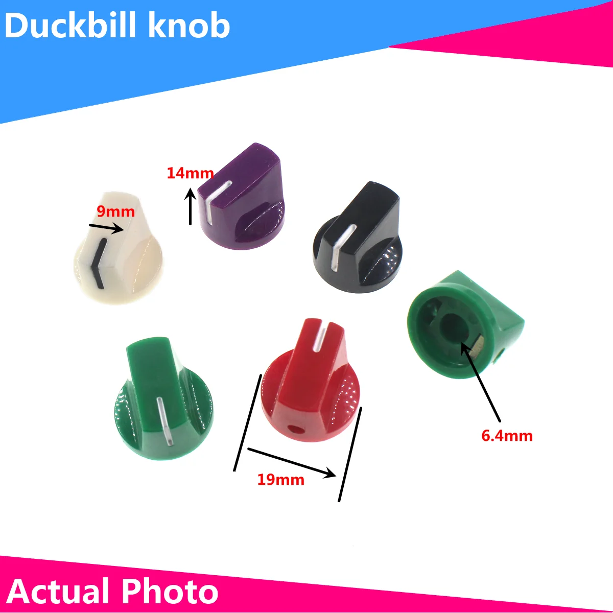 2PCS ABS Plastic Guitar AMP Amplifier Knobs Duck bill Horizontal Audio Instructions Volume Control Potentiometer knob Switch Cap