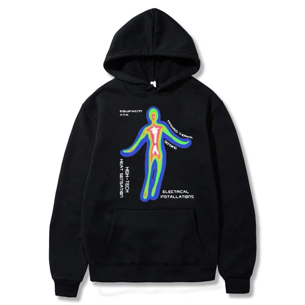 

Skeleton Thermal Imaging Graphic Print Hoodie Men's Hip Hop Streetwear Men Women Fleece Cotton Hoodies Unisex Fashion Sweatshirt