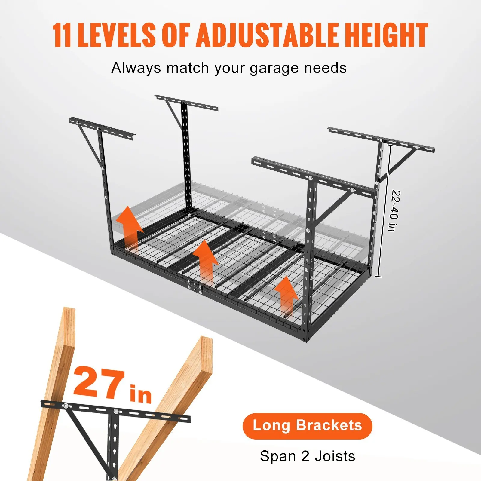 550 lbs Load Heavy Duty Adjustable Cold Rolled Steel Racks 3x6 Garage Ceiling Storage Racks Overhead Garage Storage Rack