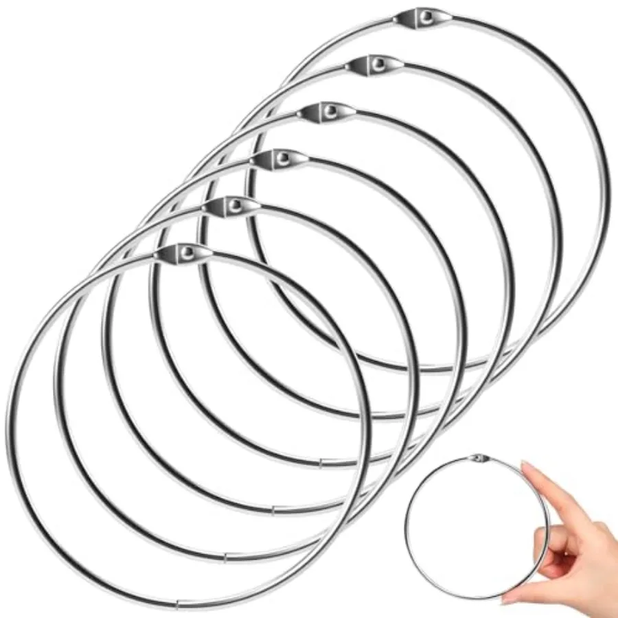 

6 Pack Loose Leaf Binder Rings Extra Large Nickel Plated Steel Key Keychain Book Metal Rings for Home Office Index Cards Receip