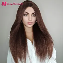 Long Kinky Straight Synthetic Wigs for Black Women Black Brown Blonde Ginger Red White Hair Afro Wigs Synthetic Hair Wigs