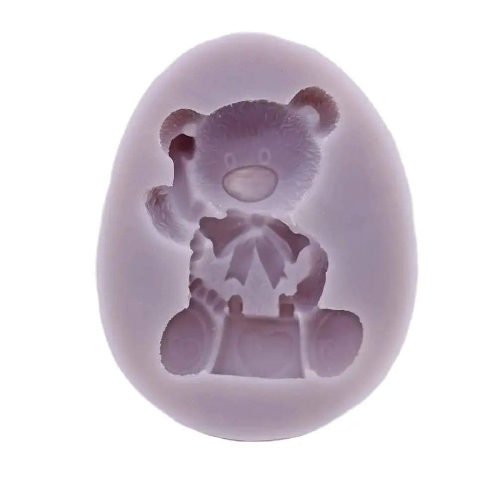 Lover's words Bear Silicone Mold Phone Bear Cake Topper Decoration Sugarcraft Fondant Chocolate Candy Baking Moulds DIY Polymer