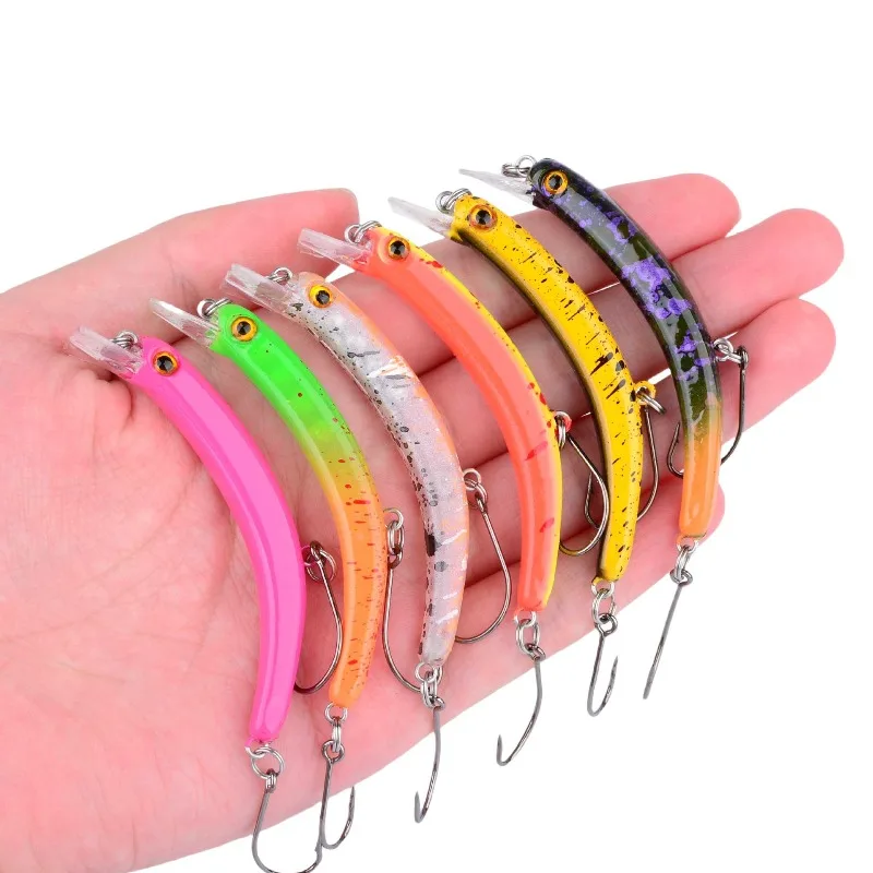 

5pcs 3.7g6.3cm Curved Bionic Luya Lure Simulation Fake Minnow Wobblers Triangle Hooks Fish Popper Bass Tackle Fishing Lures