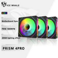 ICE Whale Prism 4 PRO 3PCS PC Case Fan 120mm  ARGB Cyclic Mirror Light Effect PWM 800-1800RPM CPU Cooler ventilador