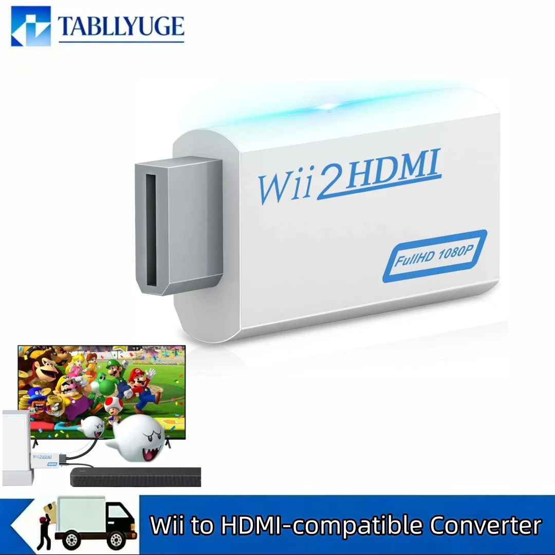 Convertidor compatible con Wii a HDMI, adaptador de actualización de 1080P con conector de audio de 3,5 mm para consola Wii, monitor HDTV y proyector