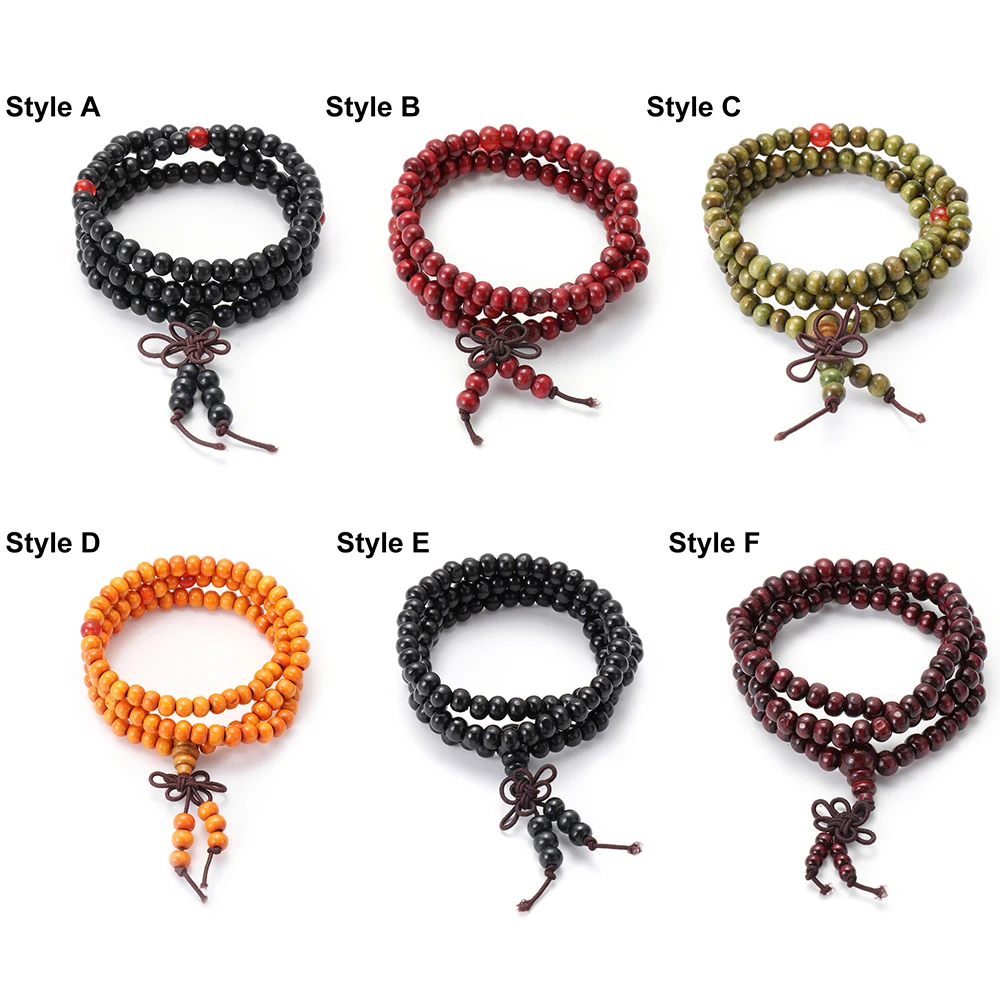 6 مللي متر حبة النساء هدية الرجال البوذية بوذا التأمل الخشب الصلاة حبة الإسورة سوار خشب الصندل الطبيعي