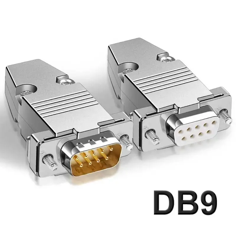 DB9 Serial Plug Connector 2 Rows Gold-plated 9 Pin RS232 Connector Male Female DB 9 COM PLC Serial Adapter With Metal Shell