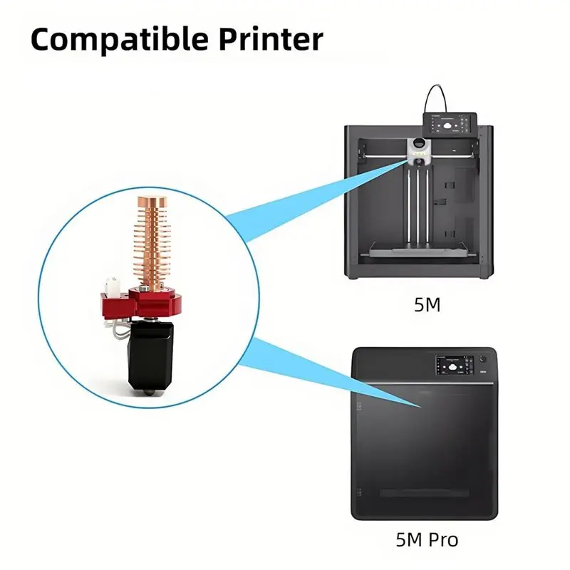 AT51-For Flashforge Adventurer 5M/5M Pro Hotend Pinting Head 280° C Heating Block Kit AD5M Hard Steel Nozzle