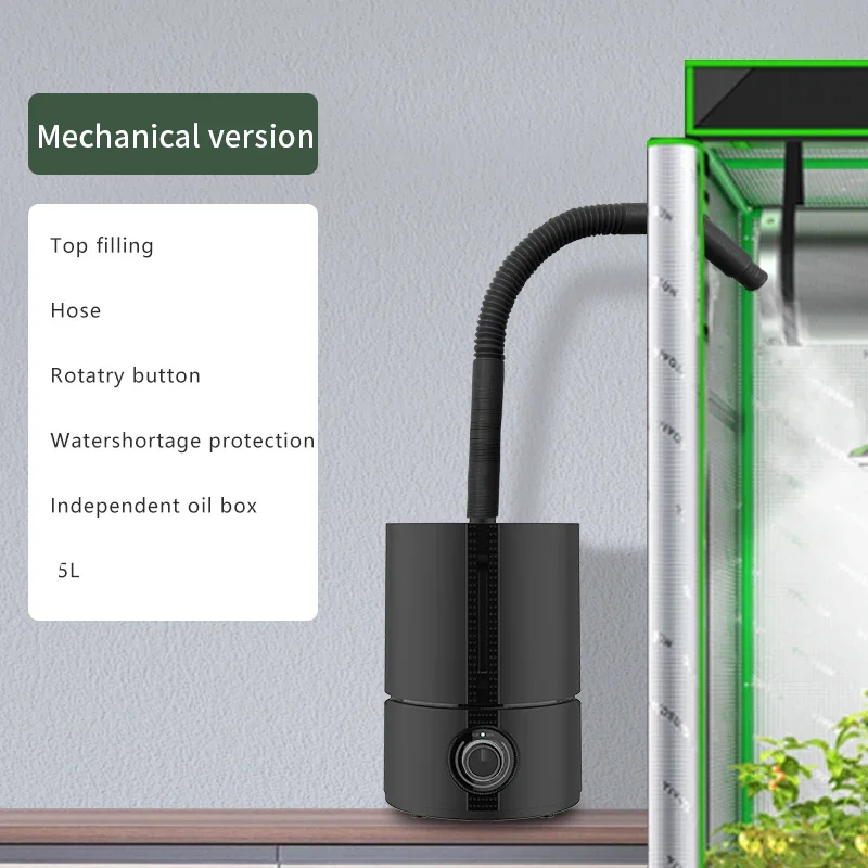 For Plant Humidifier Ultrasonic 5L Wet Mist Humidity Control, 3-Level Vaporizer, Extendable Flexible Hose for Grow Plant