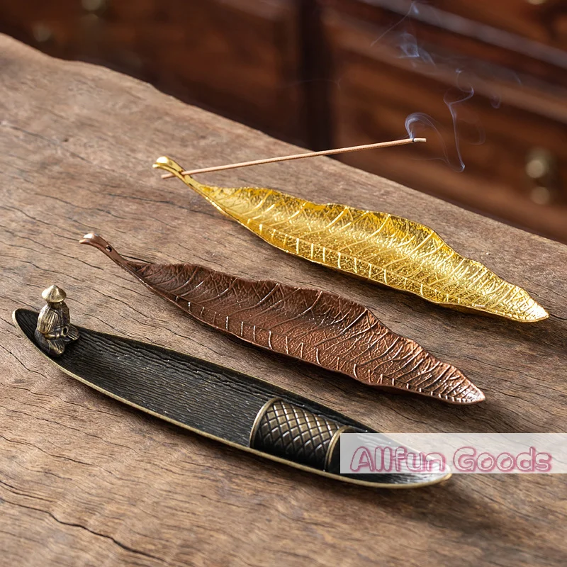 [TG835]1pcs Incense Holder Ash Catcher Long Leafs Censer Meditation Home Decor Accessories Sandalwood Thread Incense Burner