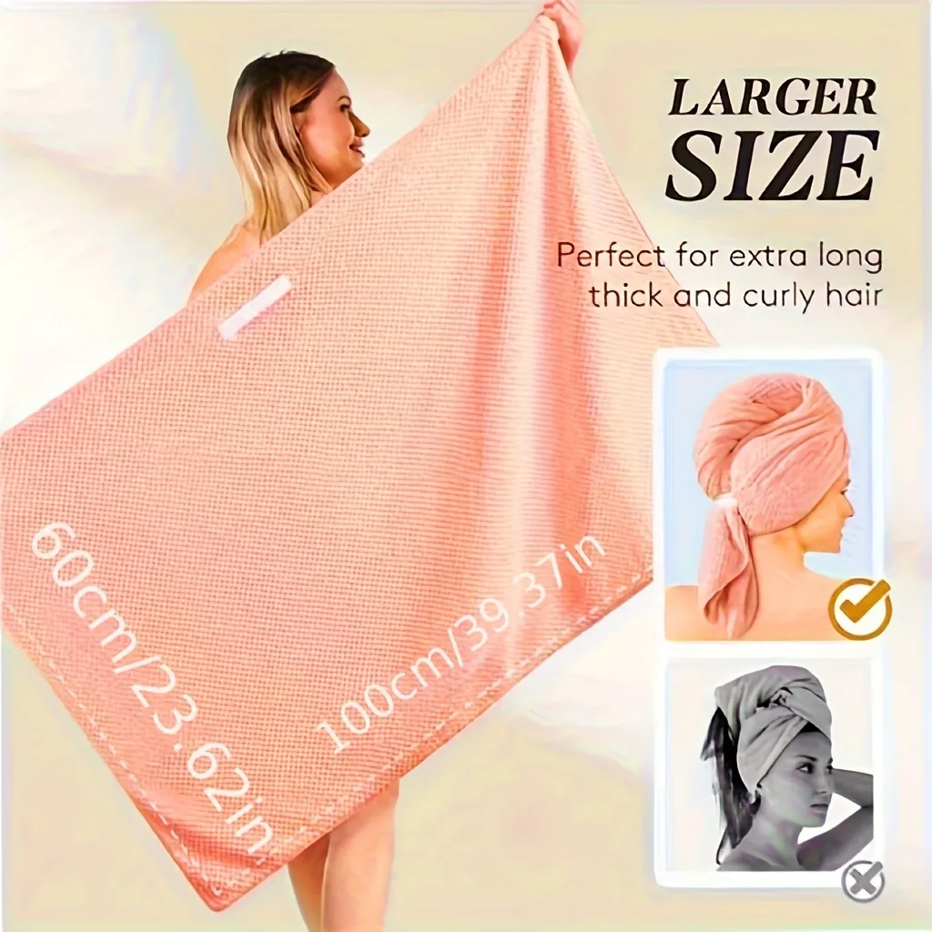 Ultra-Soft Quick-Dry Microfiber Hair Towel Wrap Elastic Band Lightweight Absorbent for All Hair Types Curly Straight