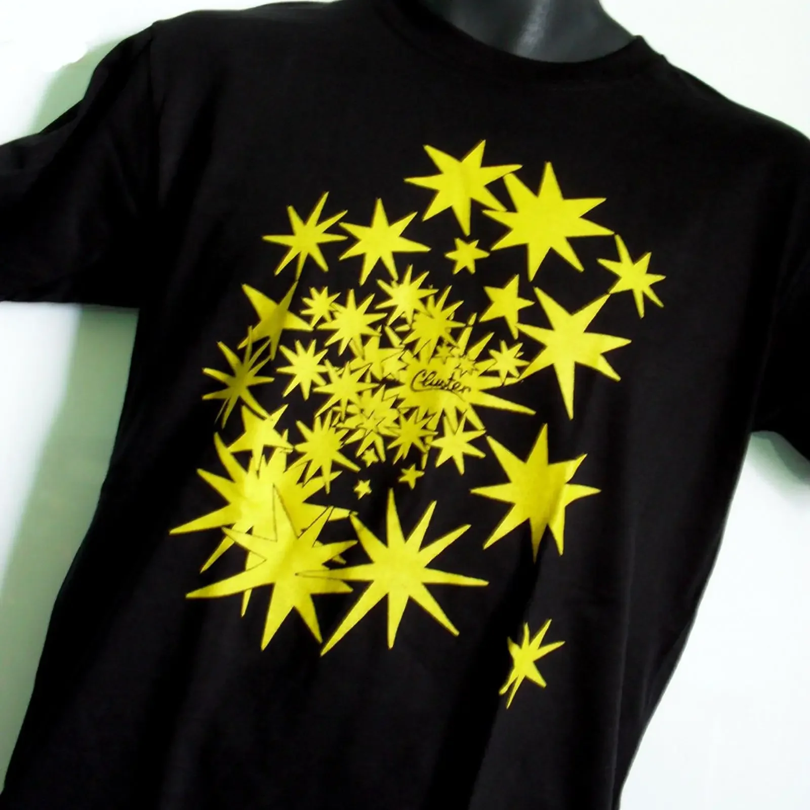 Cluster Star T Shirt Hand Screen  vintage Washed Soft Casual graphic Breathable Stretched fashion streetwear Versatile Slightly
